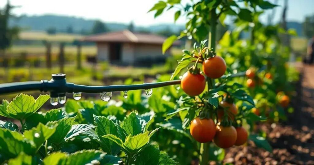 irrigação por gotejamento para horta